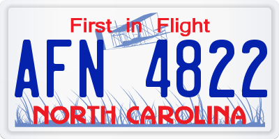 NC license plate AFN4822