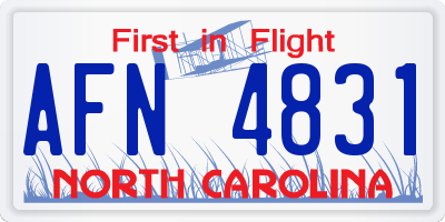 NC license plate AFN4831