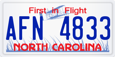 NC license plate AFN4833