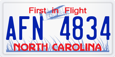 NC license plate AFN4834