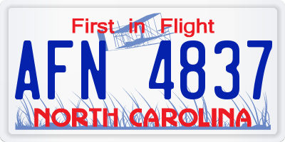 NC license plate AFN4837