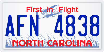 NC license plate AFN4838