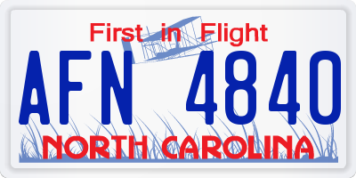 NC license plate AFN4840