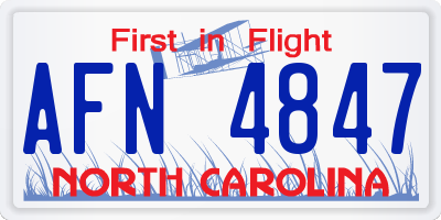NC license plate AFN4847
