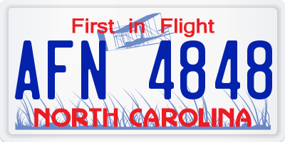 NC license plate AFN4848