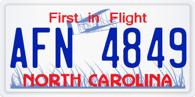 NC license plate AFN4849