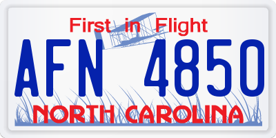 NC license plate AFN4850