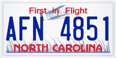 NC license plate AFN4851