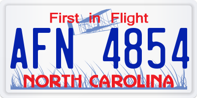 NC license plate AFN4854