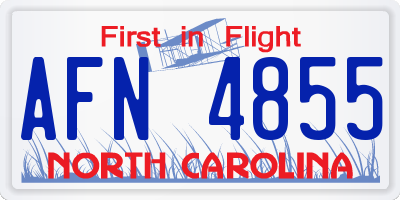 NC license plate AFN4855