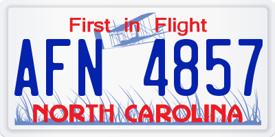 NC license plate AFN4857