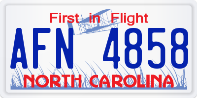 NC license plate AFN4858