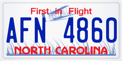 NC license plate AFN4860