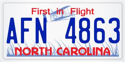 NC license plate AFN4863