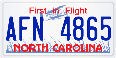 NC license plate AFN4865