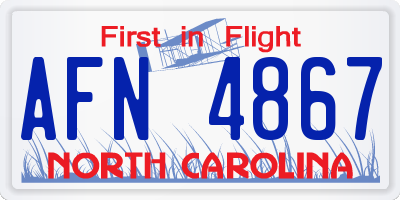 NC license plate AFN4867
