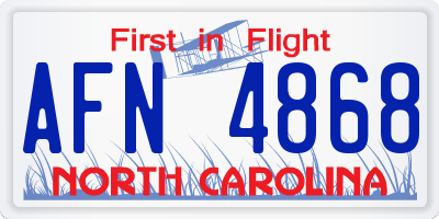 NC license plate AFN4868