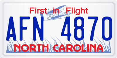 NC license plate AFN4870
