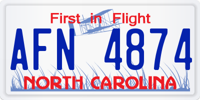 NC license plate AFN4874