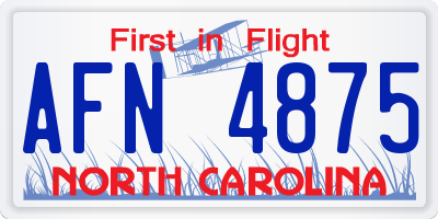 NC license plate AFN4875