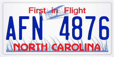 NC license plate AFN4876