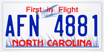 NC license plate AFN4881