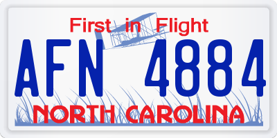NC license plate AFN4884