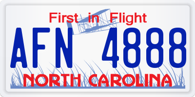 NC license plate AFN4888