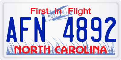 NC license plate AFN4892