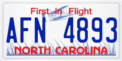 NC license plate AFN4893