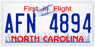 NC license plate AFN4894