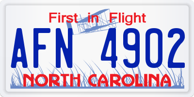 NC license plate AFN4902