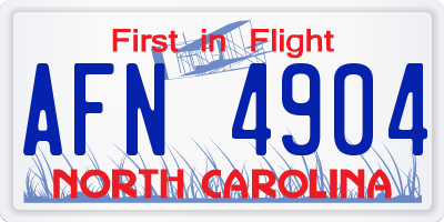 NC license plate AFN4904