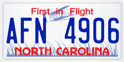NC license plate AFN4906