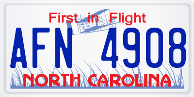 NC license plate AFN4908