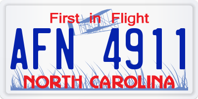 NC license plate AFN4911