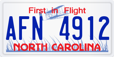 NC license plate AFN4912
