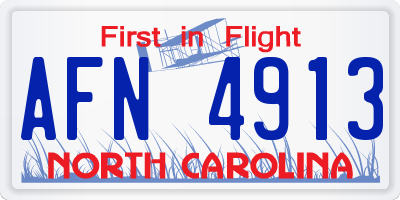 NC license plate AFN4913