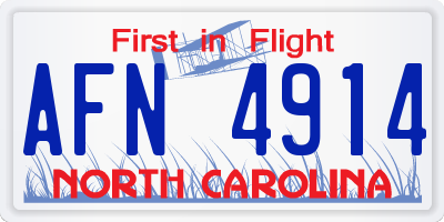 NC license plate AFN4914