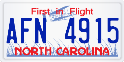 NC license plate AFN4915