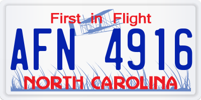 NC license plate AFN4916