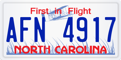 NC license plate AFN4917