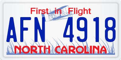 NC license plate AFN4918