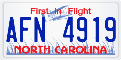 NC license plate AFN4919