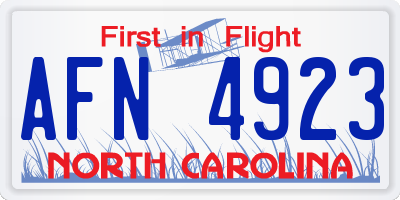 NC license plate AFN4923