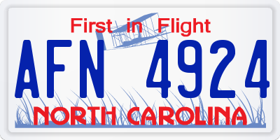 NC license plate AFN4924