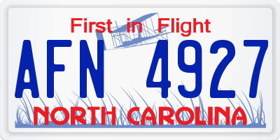NC license plate AFN4927
