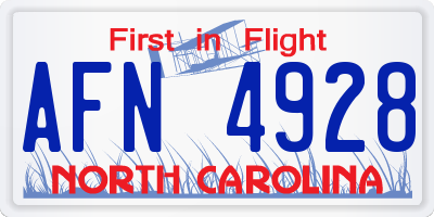 NC license plate AFN4928