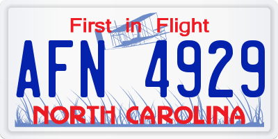 NC license plate AFN4929