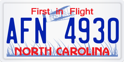 NC license plate AFN4930